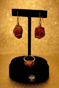 Red Jasper earring and ring set